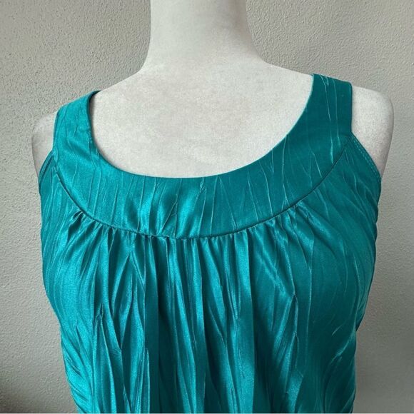 IZ Byer Sleeveless Tank Top Disco Turquoise Blue Chiffon SZ S - Picture 3 of 13